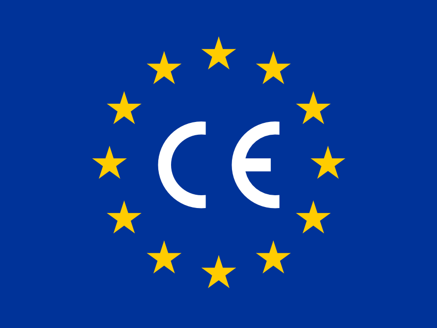 flag of EU with CE mark inside