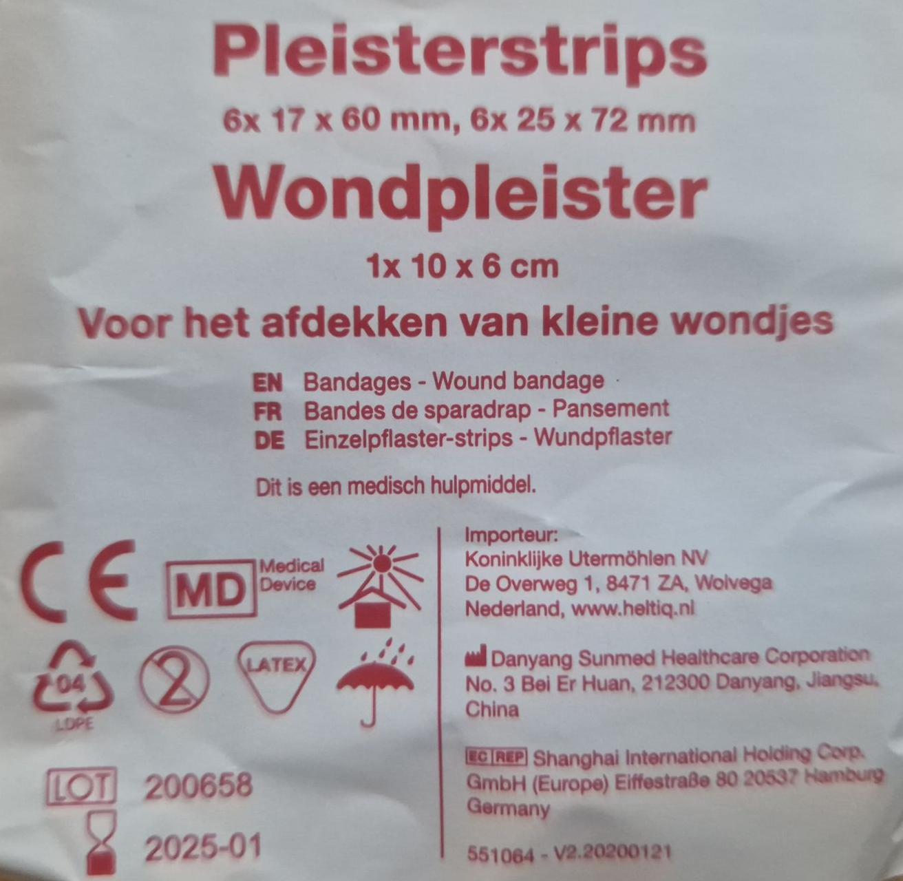 voorbeeld van informatie op wondpleisters